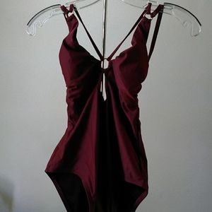 Coastal Blue ring front and tie back swimsuit